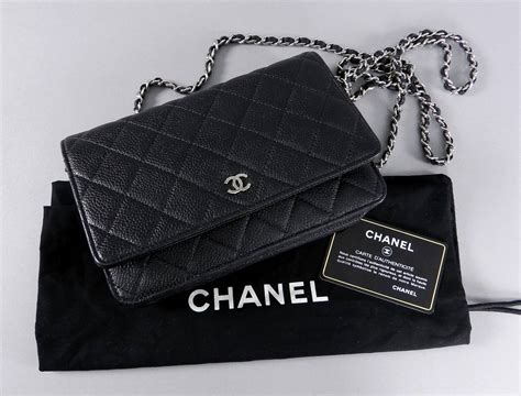 chanel black caviar silver|Classic wallet on chain .